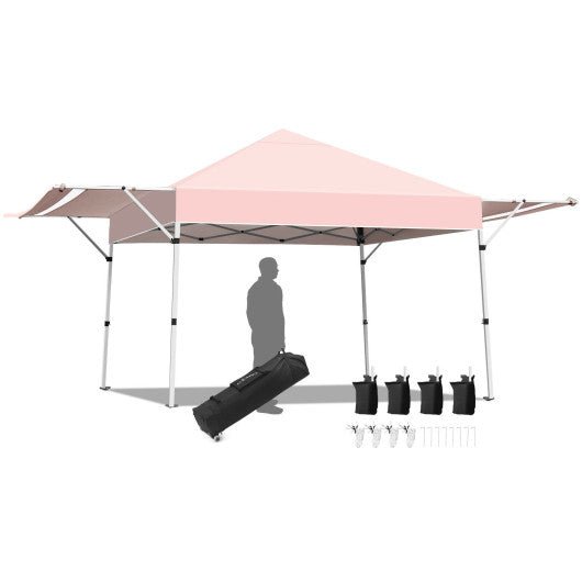  - 17 Feet x 10 Feet Foldable Pop Up Canopy with Adjustable Instant Sun Shelter - Pink - Outdoor Style Company