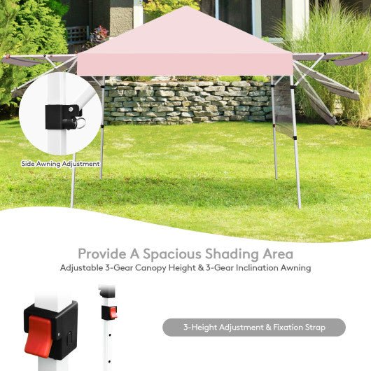  - 17 Feet x 10 Feet Foldable Pop Up Canopy with Adjustable Instant Sun Shelter - Pink - Outdoor Style Company