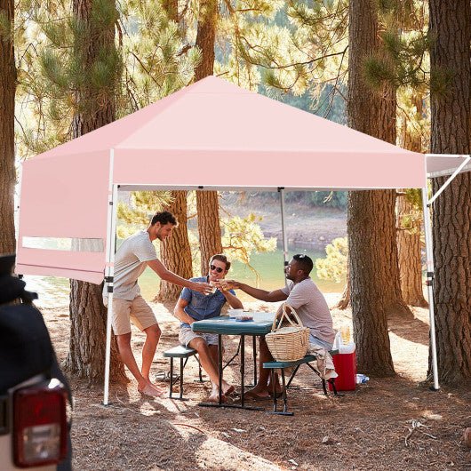  - 17 Feet x 10 Feet Foldable Pop Up Canopy with Adjustable Instant Sun Shelter - Pink - Outdoor Style Company