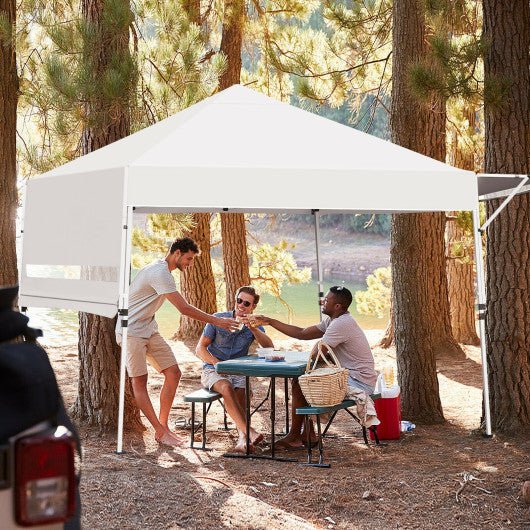  - 17 Feet x 10 Feet Foldable Pop Up Canopy with Adjustable Instant Sun Shelter - White - Outdoor Style Company