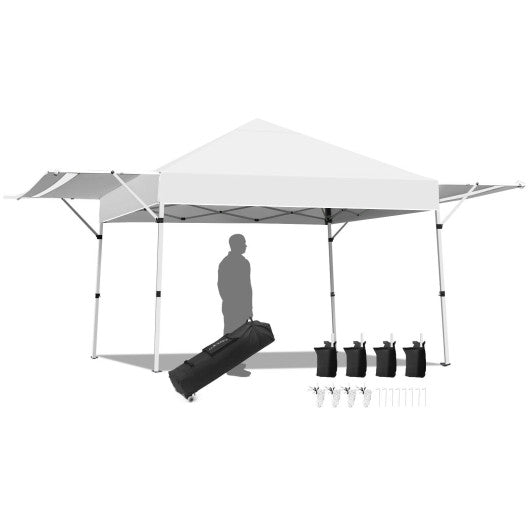  - 17 Feet x 10 Feet Foldable Pop Up Canopy with Adjustable Instant Sun Shelter - White - Outdoor Style Company