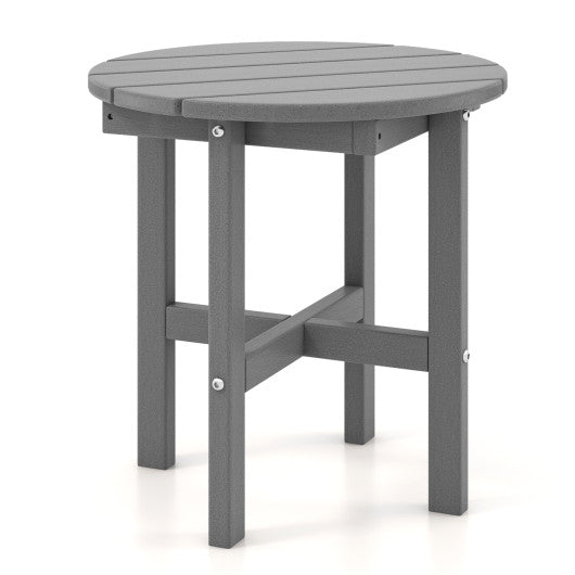  - 18 Inch Adirondack Round Side Table with Cross Base and Slatted Surface - Outdoor Style Company