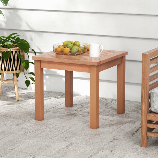  - 18 Inch Square End Outdoor Adirondack Side Table with Slatted Tabletop - Outdoor Style Company