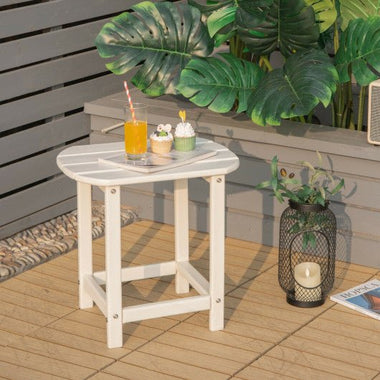  - 18 Inch Weather Resistant Side Table for Garden Yard Patio - White - Outdoor Style Company