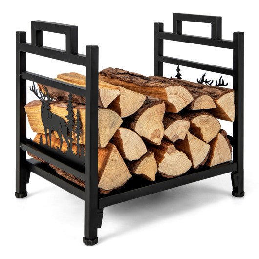  - 18.5 Inch Metal Firewood Rack with Dual Handles - Outdoor Style Company