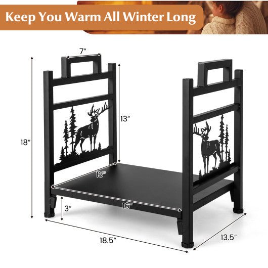  - 18.5 Inch Metal Firewood Rack with Dual Handles - Outdoor Style Company