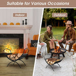  - 19 Inch Folding Fireplace Log Rack with Convenient Handle - Outdoor Style Company