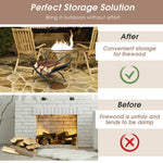  - 19 Inch Folding Fireplace Log Rack with Convenient Handle - Outdoor Style Company