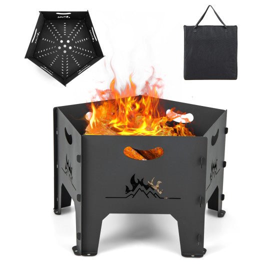  - 19 Inches Collapsible Portable Plug Fire Pit with Storage Bag - Outdoor Style Company