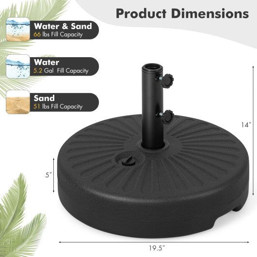  - 19.5 Inch Fillable Round Umbrella Base Stand for Yard Garden Poolside - Outdoor Style Company