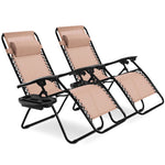  - 2 Pieces Folding Recliner Zero Gravity Lounge Chair - Outdoor Style Company