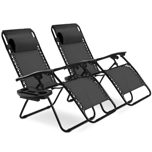  - 2 Pieces Folding Recliner Zero Gravity Lounge Chair - Outdoor Style Company