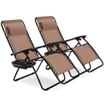  - 2 Pieces Folding Recliner Zero Gravity Lounge Chair - Outdoor Style Company