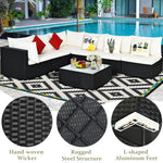  - 7 Pieces Sectional Wicker Furniture Sofa Set with Tempered Glass Top - Outdoor Style Company