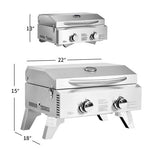  - 2 Burner Portable Stainless Steel BBQ Table Top Grill for Outdoors - Outdoor Style Company