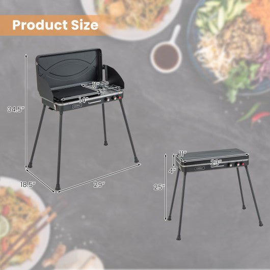  - 2 - in - 1 Gas Camping Grill and Stove with Detachable Legs - Outdoor Style Company