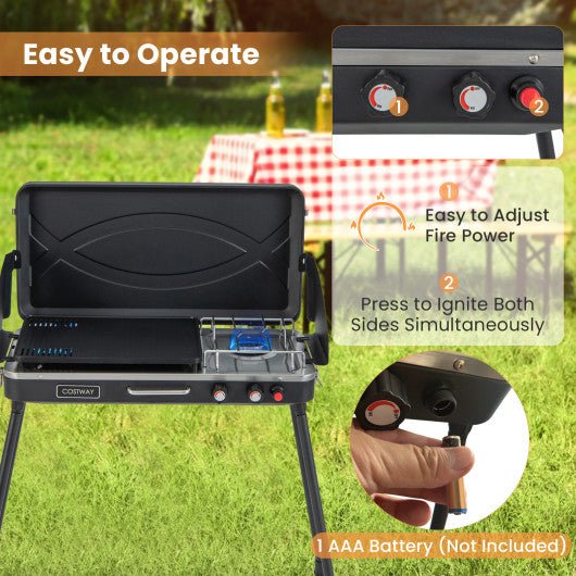  - 2 - in - 1 Gas Camping Grill and Stove with Detachable Legs - Outdoor Style Company