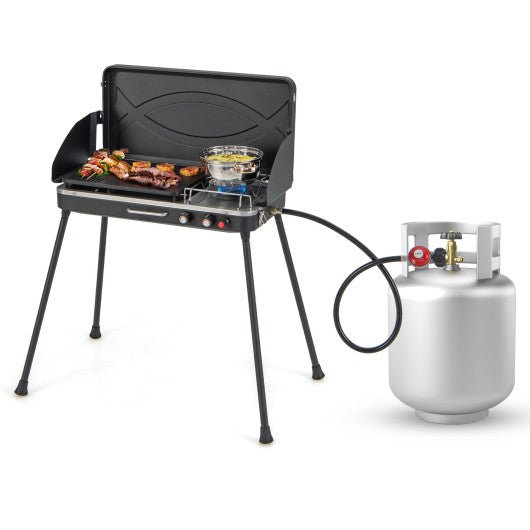  - 2 - in - 1 Gas Camping Grill and Stove with Detachable Legs - Outdoor Style Company