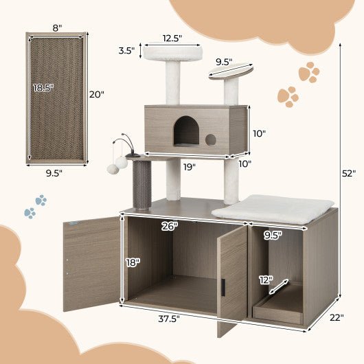  - 2 - in - 1 Modern Cat Tower with Litter Box Enclosure for Indoor Cars - Outdoor Style Company