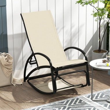  - 2 - in - 1 Outdoor Rocking Chair with 4 - Position Adjustable Backrest for Patio Porch Poolside - Outdoor Style Company