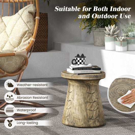  - 2 - in - 1 Rock End Table with Wood Grain for Living Room - Outdoor Style Company