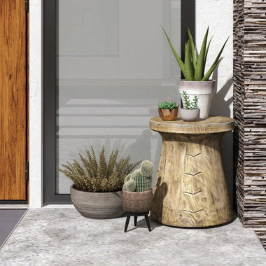  - 2 - in - 1 Rock End Table with Wood Grain for Living Room - Outdoor Style Company