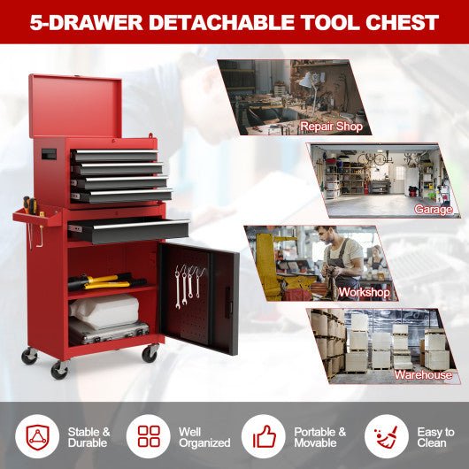  - 2 - in - 1 Tool Chest and Cabinet with 5 Sliding Drawers - Outdoor Style Company