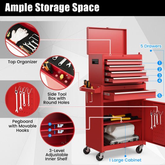  - 2 - in - 1 Tool Chest and Cabinet with 5 Sliding Drawers - Outdoor Style Company