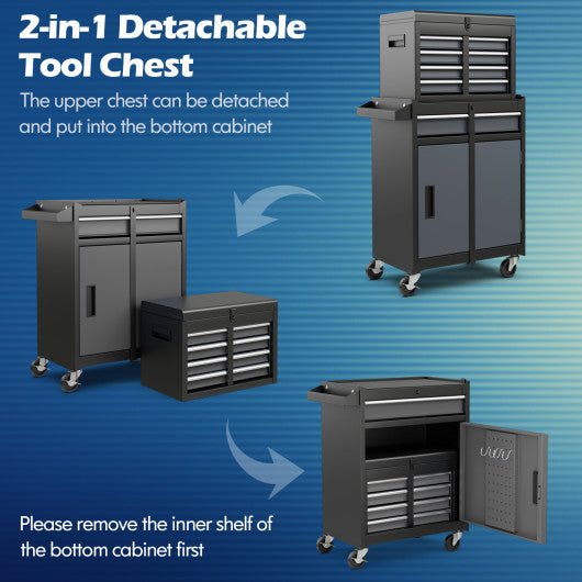  - 2 - in - 1 Tool Chest and Cabinet with 5 Sliding Drawers - Outdoor Style Company