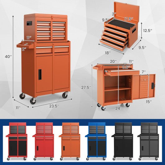  - 2 - in - 1 Tool Chest and Cabinet with 5 Sliding Drawers - Outdoor Style Company