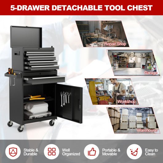  - 2 - in - 1 Tool Chest and Cabinet with 5 Sliding Drawers - Outdoor Style Company