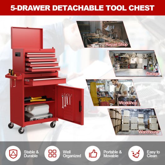  - 2 - in - 1 Tool Chest and Cabinet with 5 Sliding Drawers - Outdoor Style Company