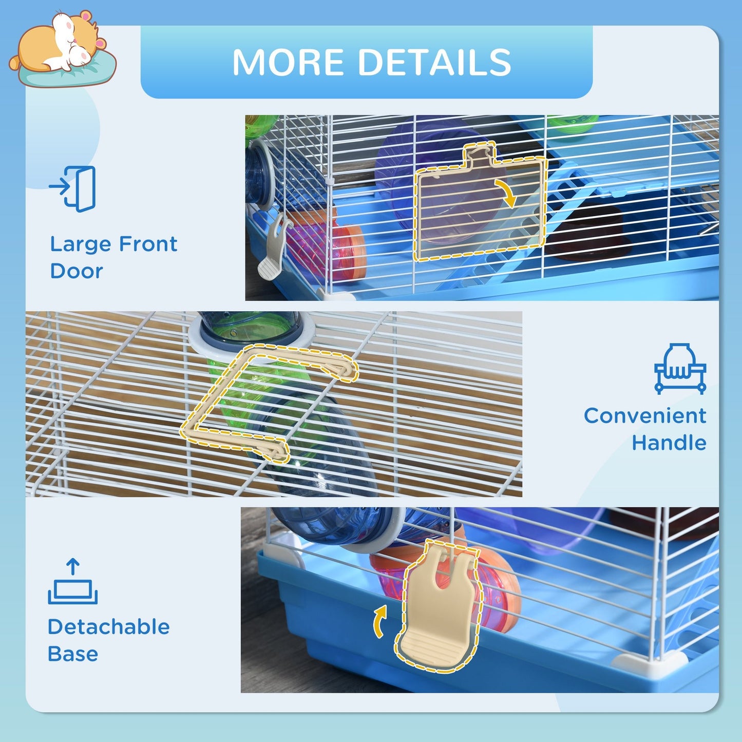 AOSOM-2-Level Hamster Cage House Rodent Gerbil Home Mouse Rat Habitat Metal Wire with Exercise Wheel, Play Tubes, Water Bottle, Food Dishes & Ladder - Outdoor Style Company