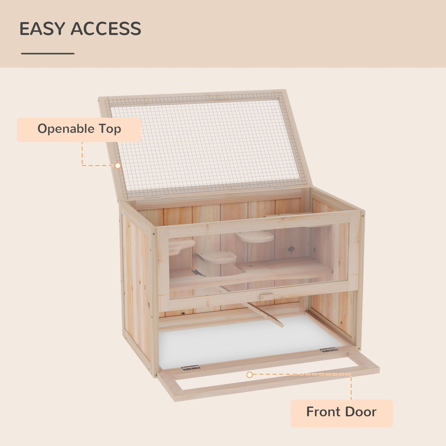 AOSOM-2-Level Hamster Cage Mice and Rat House, Small Animal Habitat for Guinea Pigs, Chinchillas with Openable Top, Front Door, Shelf and Ladder - Outdoor Style Company