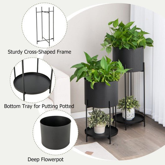  - 2 Metal Planter Pot Stands with Drainage Holes - Outdoor Style Company