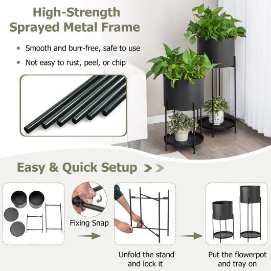  - 2 Metal Planter Pot Stands with Drainage Holes - Outdoor Style Company