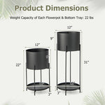  - 2 Metal Planter Pot Stands with Drainage Holes - Outdoor Style Company