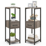  - 2 Pack 3 Tier Tall Metal Plant Stand with Drawer and Display Shelf - Outdoor Style Company