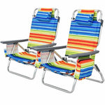  - 2 - Pack Folding Backpack Beach Chair 5 - Position Outdoor Reclining Chairs with Pillow - Outdoor Style Company