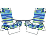  - 2 - Pack Folding Backpack Beach Chair 5 - Position Outdoor Reclining Chairs with Pillow - Outdoor Style Company