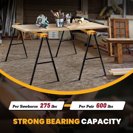  - 2 Pack Heavy Duty Sawhorse with Steel Folding Legs - Outdoor Style Company