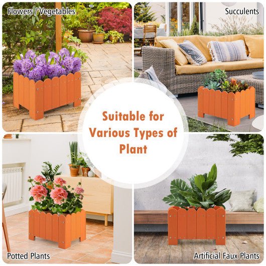  - 2 Pack Rectangular Planter Box with Drainage Gaps for Front Porch Garden Balcony - Outdoor Style Company