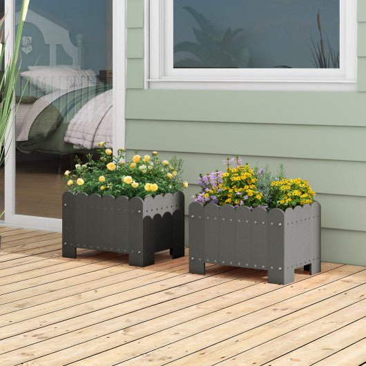  - 2 Pack Rectangular Planter Box with Drainage Gaps for Front Porch Garden Balcony - Outdoor Style Company