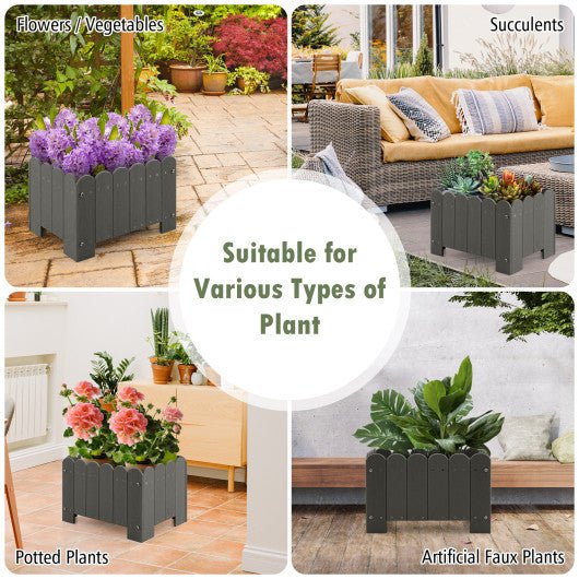  - 2 Pack Rectangular Planter Box with Drainage Gaps for Front Porch Garden Balcony - Outdoor Style Company