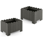  - 2 Pack Rectangular Planter Box with Drainage Gaps for Front Porch Garden Balcony - Outdoor Style Company