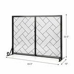  - 2 - Panel Fireplace Screen Folding Metal Fire Place Safety Fence with Magnetic Doors - Black - Outdoor Style Company