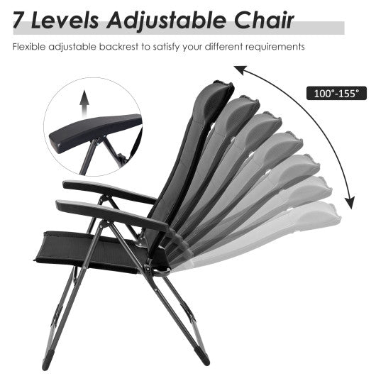  - 2 Pcs Portable Patio Folding Dining Chairs with Headrest Adjust for Camping - Outdoor Style Company