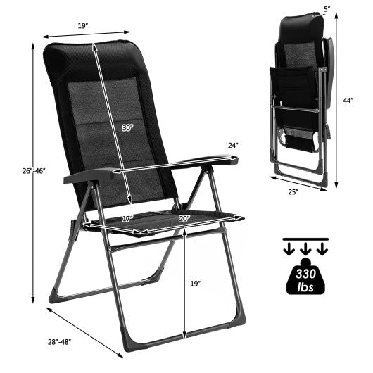  - 2 Pcs Portable Patio Folding Dining Chairs with Headrest Adjust for Camping - Outdoor Style Company