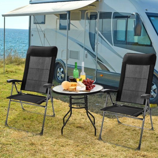  - 2 Pcs Portable Patio Folding Dining Chairs with Headrest Adjust for Camping - Outdoor Style Company