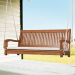  - 2 - Person Hanging Porch Swing Wood Bench with Cushion Curved Back - Outdoor Style Company